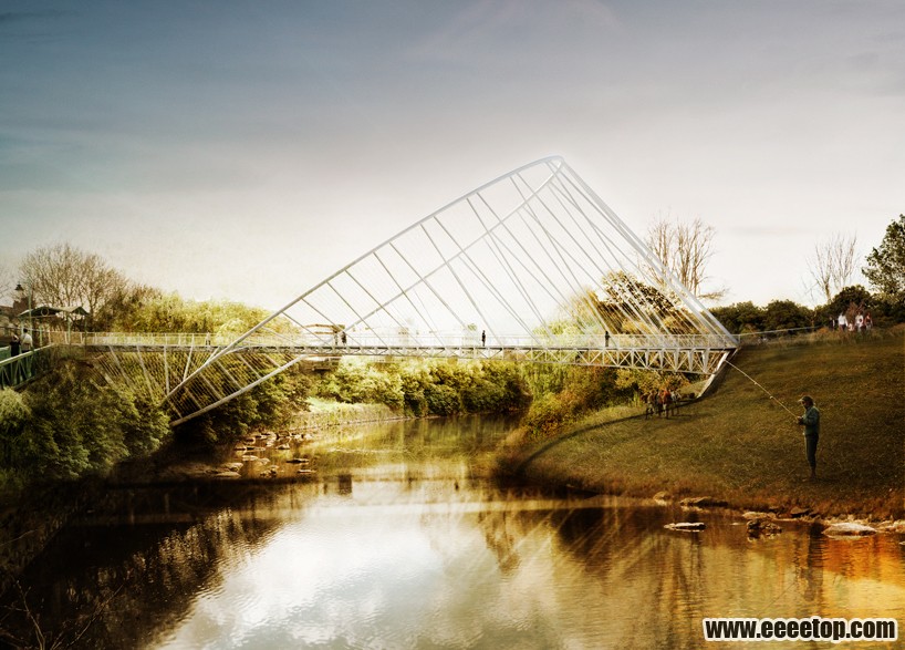 from the side, the structure seems to be a normal suspended bridge