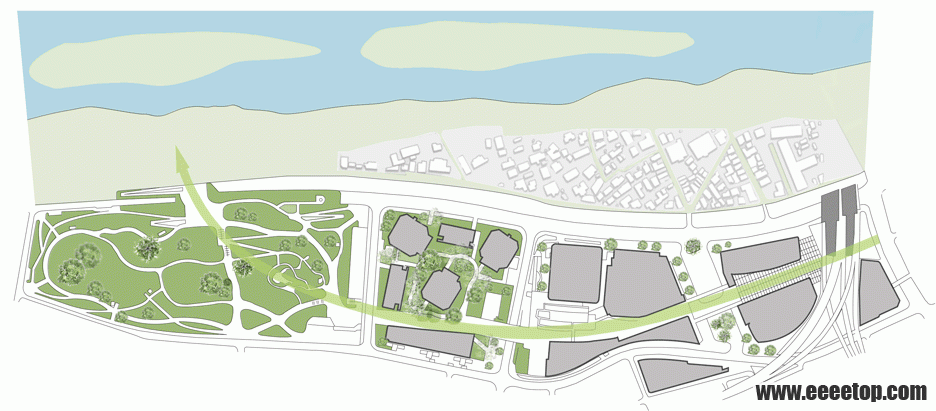 13.Plan showing site with the railway station at the western end and the park at.gif