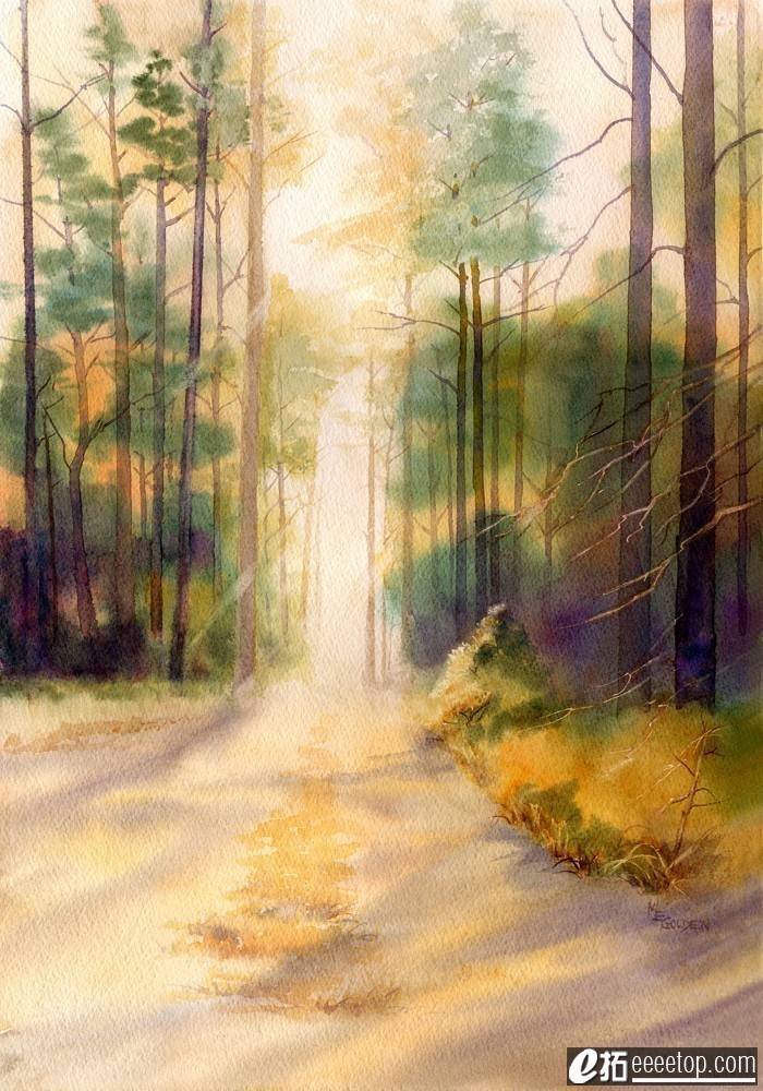 Forest Road through My Fathers Trees giclee print from watercolor.jpg