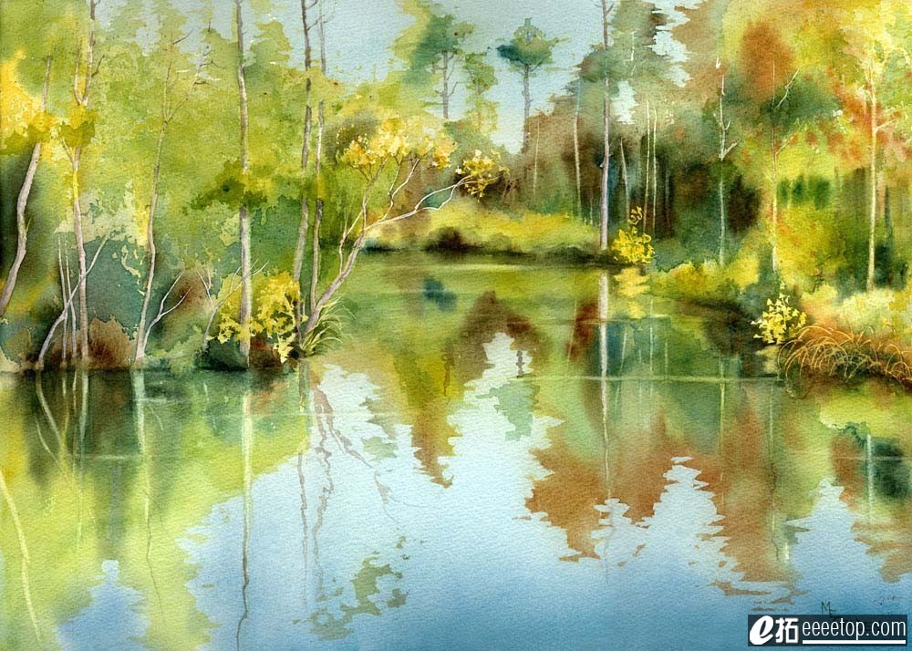 Tranquil Waters with trees reflecting giclee print.jpg