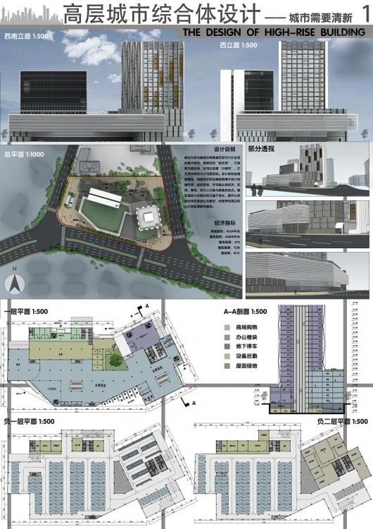 高层城市综合体设计 最近刚做好的城市综合体-1