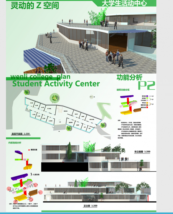 建筑学大二作品《大学生活动中心设计》-3