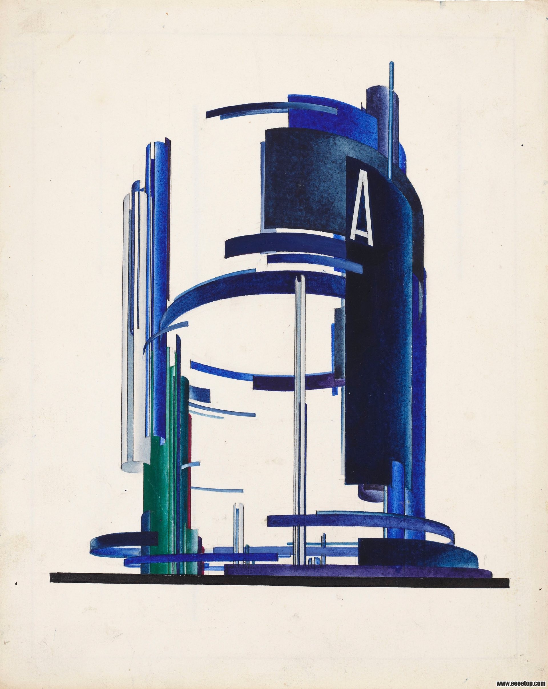Set design with concave surfaces, Yakov Chernikov, late-1920s.jpg