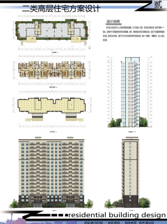 二类高层住宅建筑方案设计-1